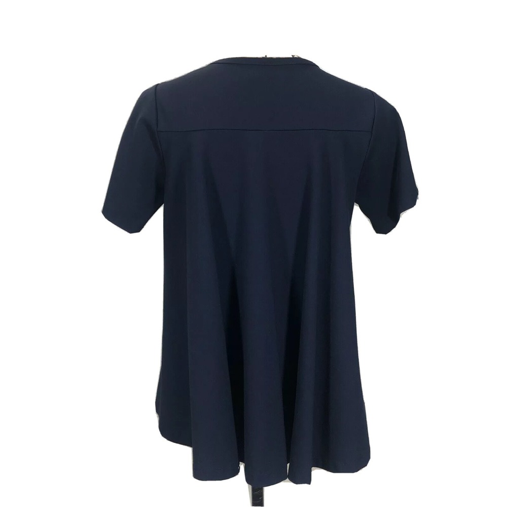 Mosaic‎ MED Top Everyday Quality Tee Shirt Navy Blue High Low Full Back Basic LN